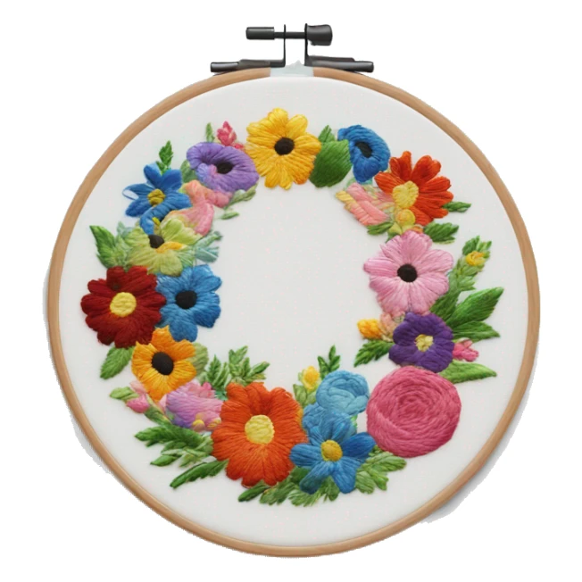  embroidery hoop with colorful bouquet embroidered on it sticker