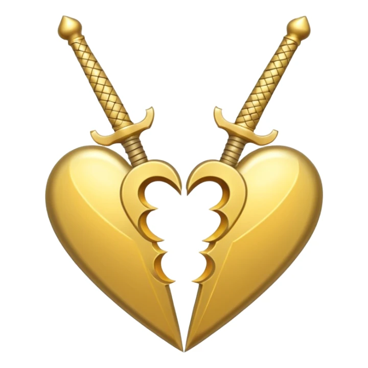 golden sword cuting in half a gold heart sticker