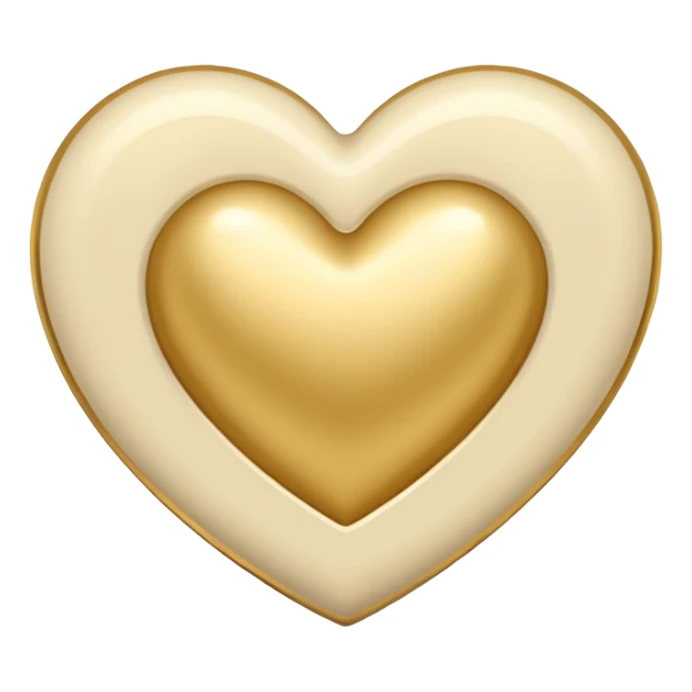 heart shape emoji in cream and gold colors, elegant, simple, no text sticker