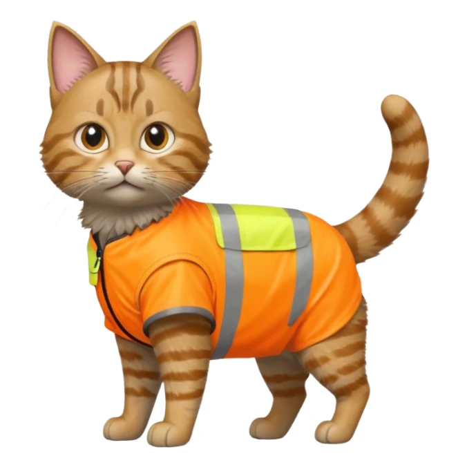 tabby cat in hi-vis clothing facing right sticker