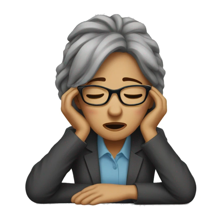 tired woman with glasses falls down
 away from work sticker
