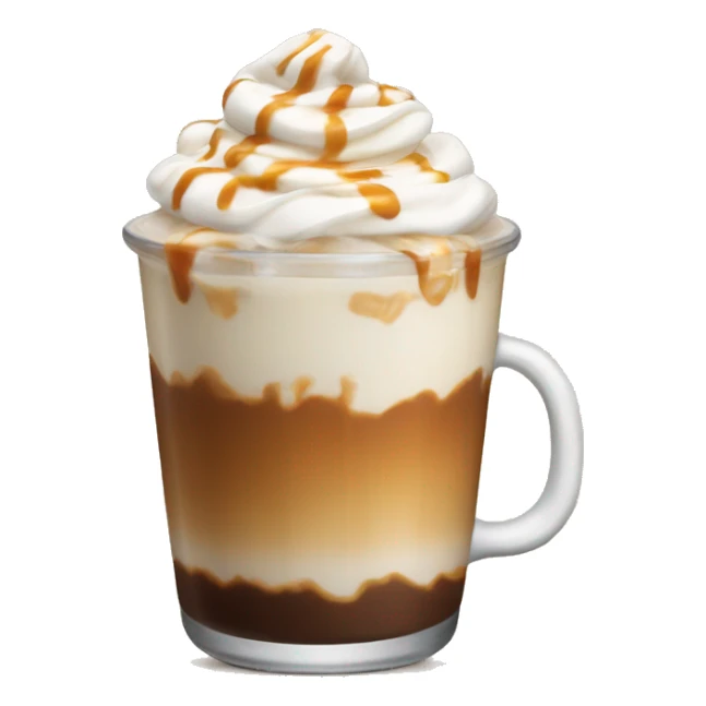 a iced latte with whipped cream and caramel. sticker