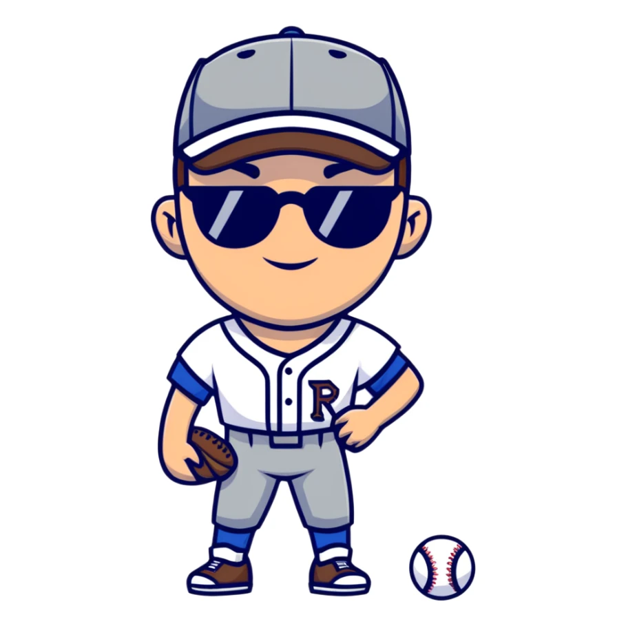 baseball player with brown hair, no beard, baseball cap, and Pit Viper sunglasses sticker