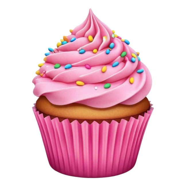 cupcake with pink frosting on top, sprinkles sticker
