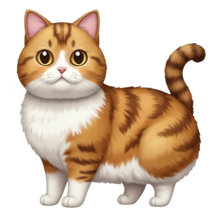 full body torbie and white cat with small head and short but chubby body sticker