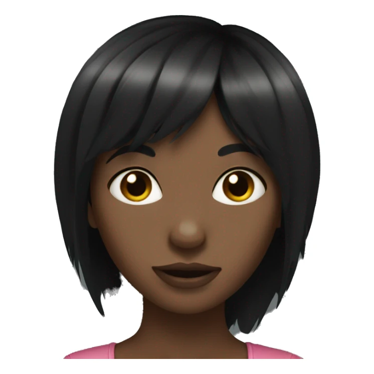 black long hair girl bangs black hair sticker