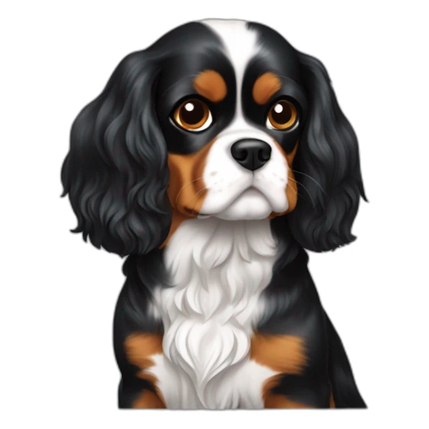 Chien cavalier king Charles sur un chat noir sticker