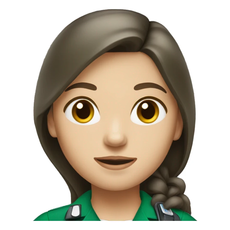 Paramedic brunette female long hair green uniform sticker