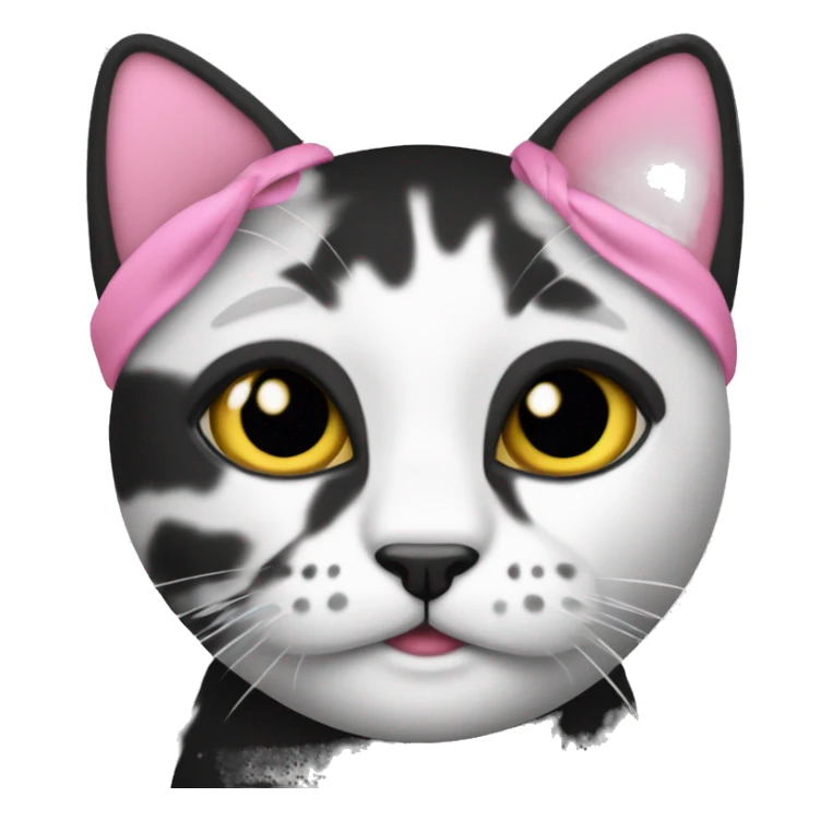 gata blanco y negro con un lazo rosa sticker