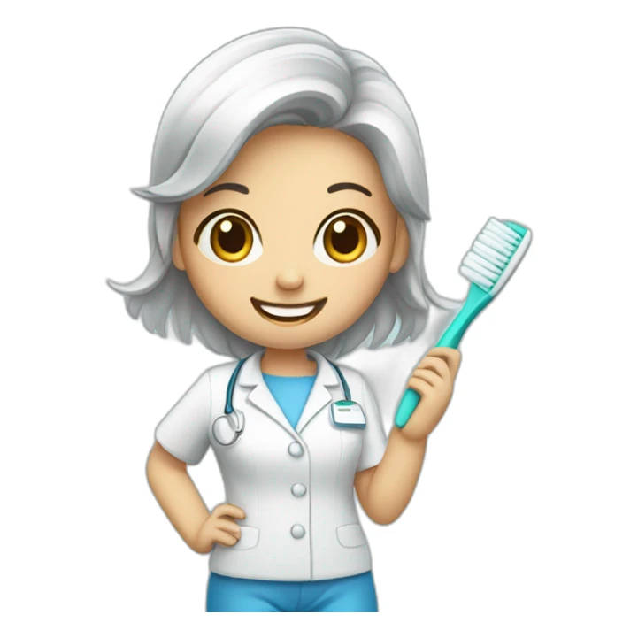 dentist girl with a toothbrush in his hand sticker