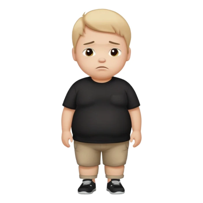 sad fat young boy in black t shirt walking  sticker