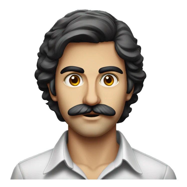 guy 20 years old iranian with moustache in 1970 photorealistic serious sticker
