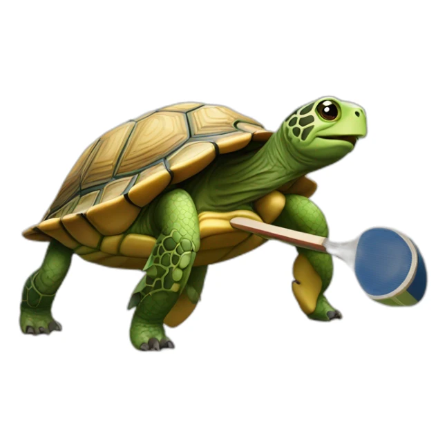 Tortue sur un sanglier qui fait du ping pong sticker