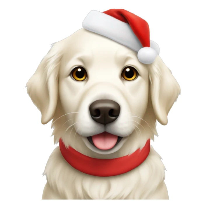 White golden retriever with Santa hat sticker