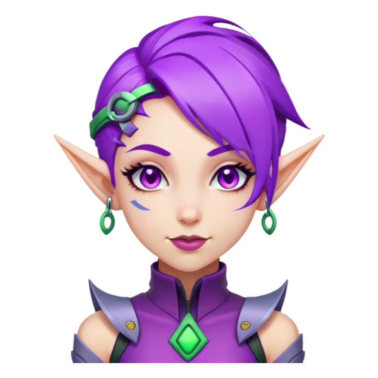 cyberpunk elf girl with purple hair winking sticker
