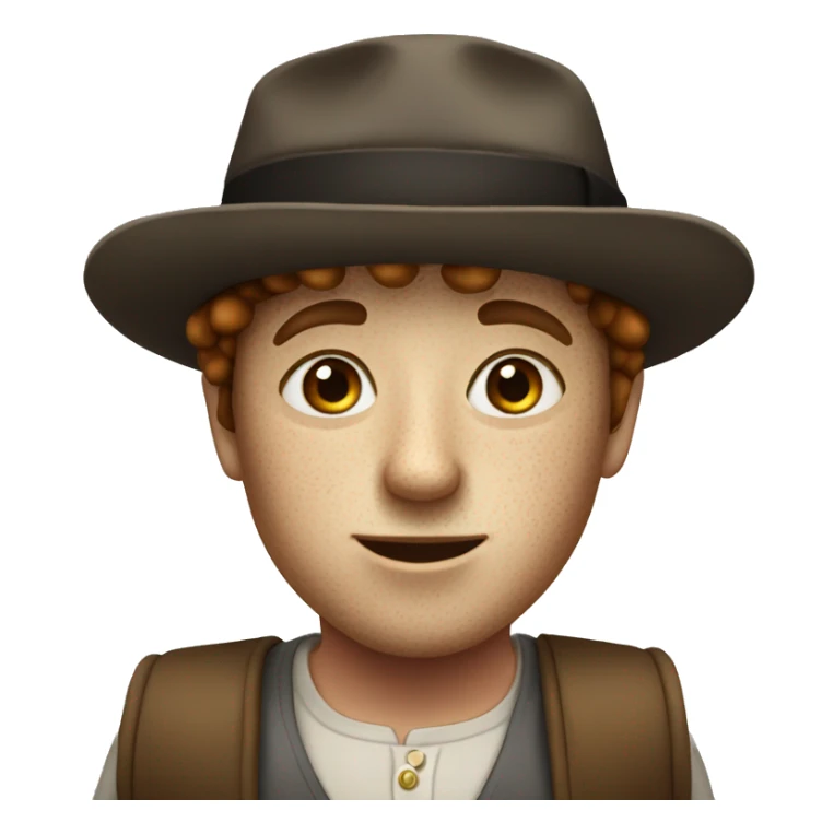Short person with freckles and Jewish hat sticker