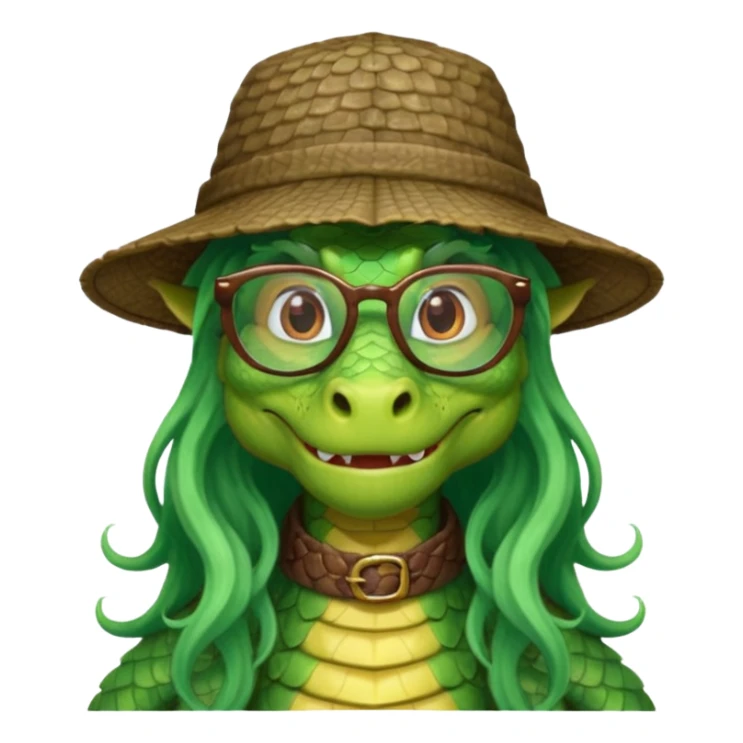 long hair dragon with hat and glasses sticker