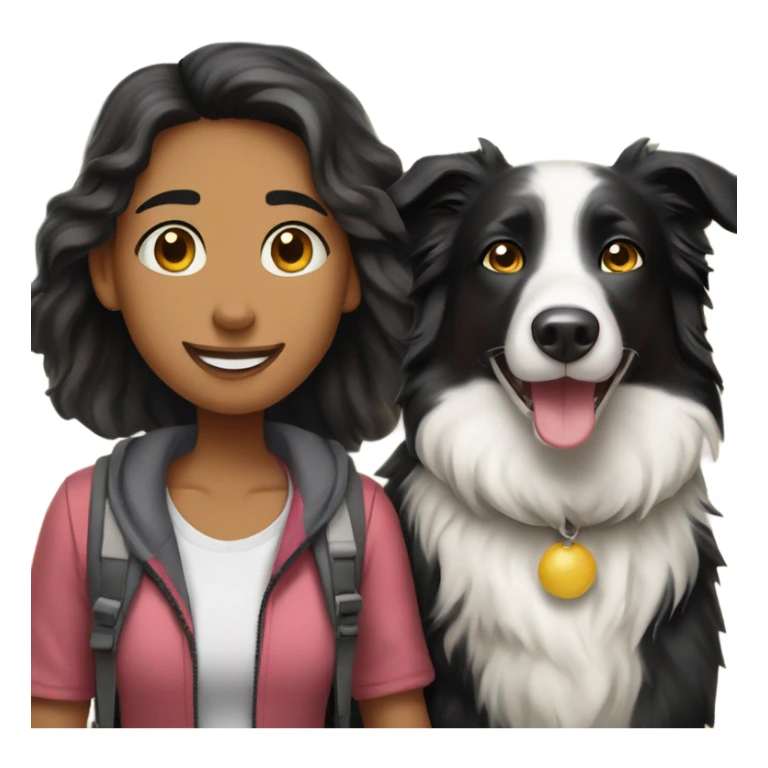border collie dog walking with his girl owner sticker