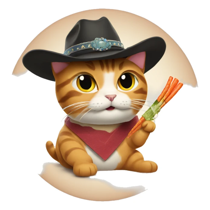 cat eating sushi wearing cowboy hat sticker