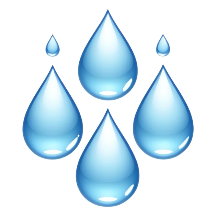 three equally sized droplets stacked on top of each other with two other droplets going outward from the middle droplet sticker