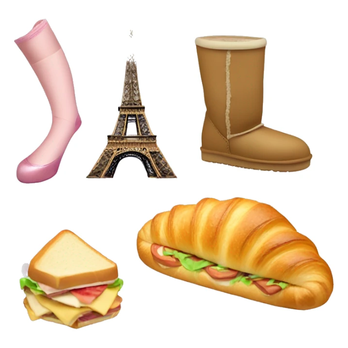 Uggs and croissants and The Eiffel Tower and a sandwich and pointe shoes sticker