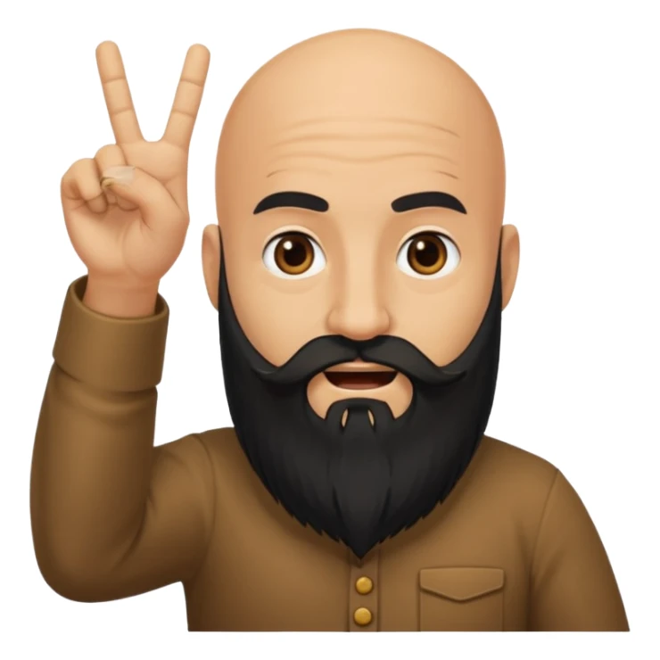 A bald man with a bushy black long beard sticking his middle finger up sticker