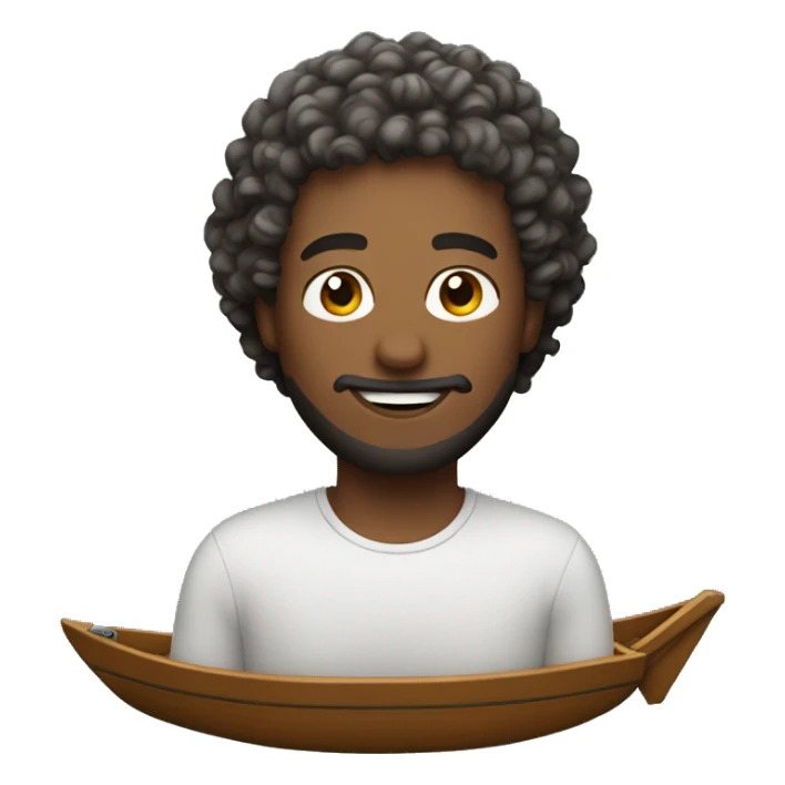 Guy with curly hair on boat sticker