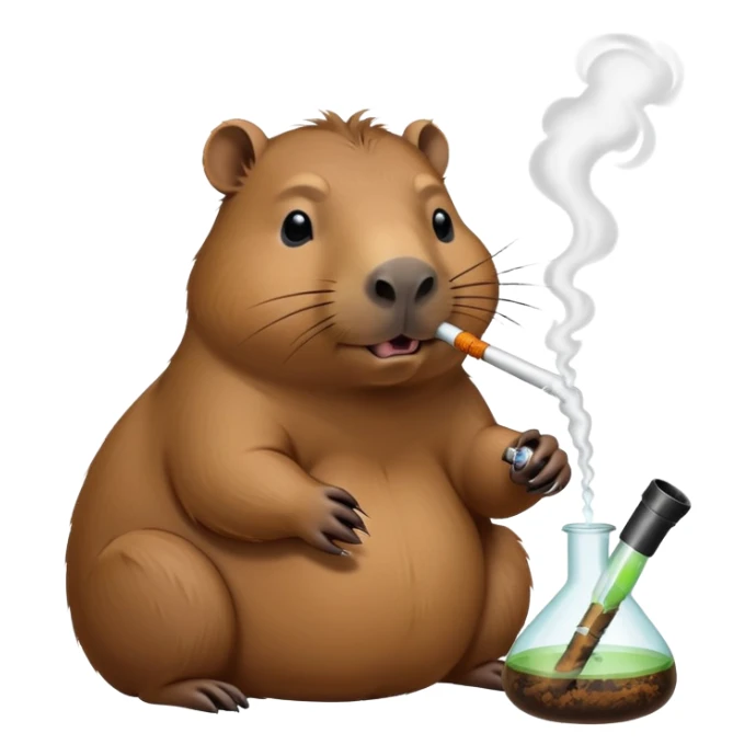 A cabybara smoking out of a bong sticker