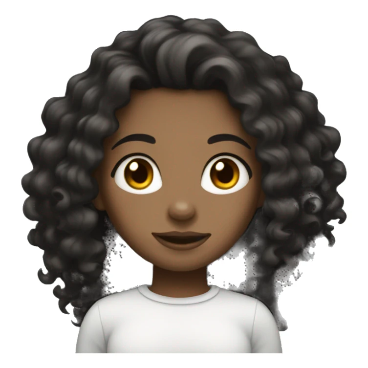 black long curly hair girl with white skin sticker