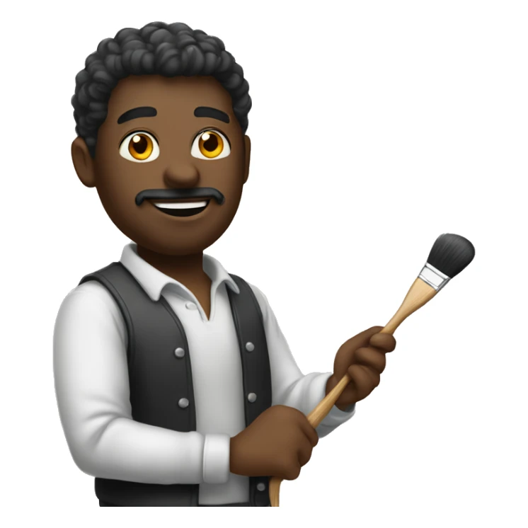 an artist who likes to paint, holding a paint brush sticker