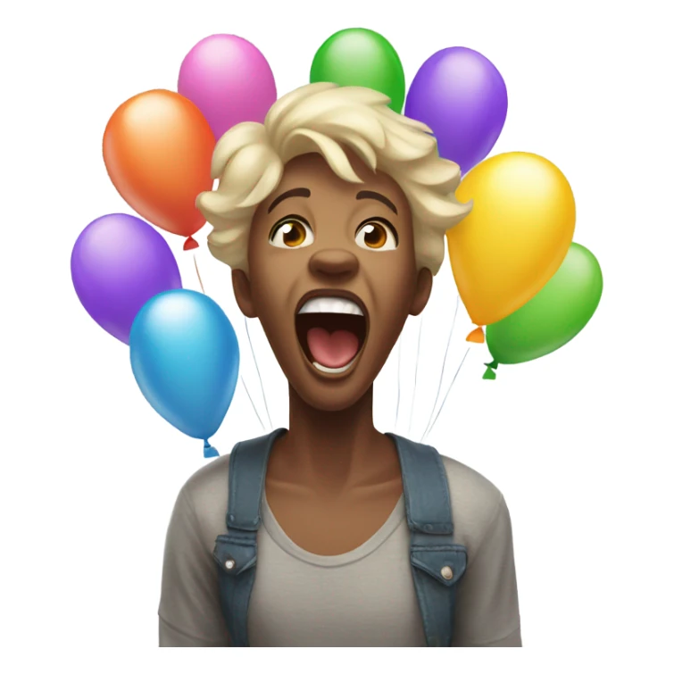 Screaming happy birthday with smiles and balloons  sticker