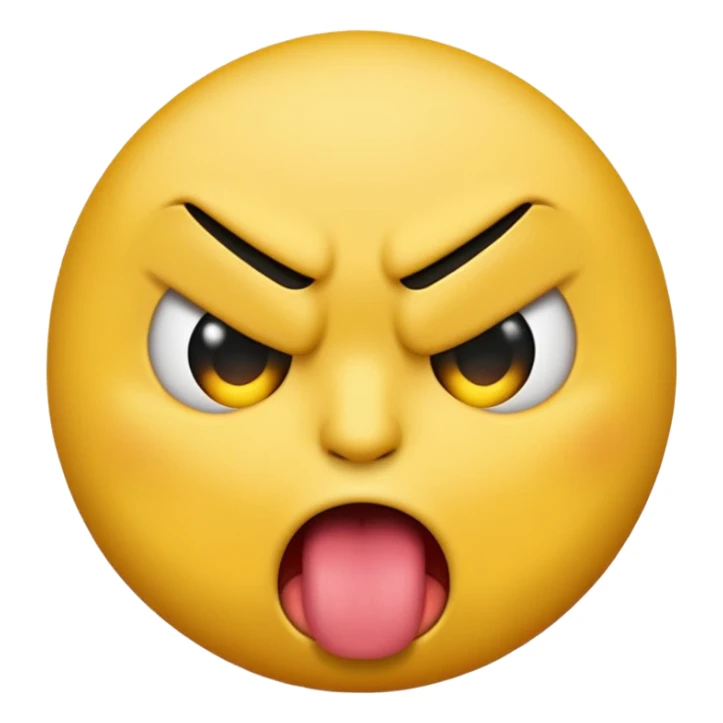create a stadard yellow emoji sticking their tongue out angrily sticker