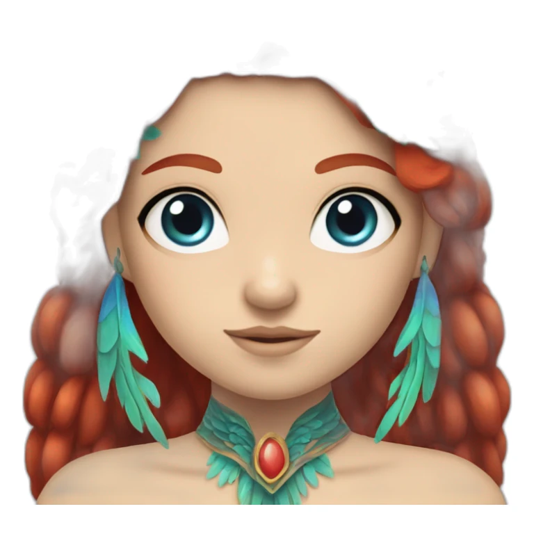 quetzalcuoatl red head, blue eye, white skin girl sticker