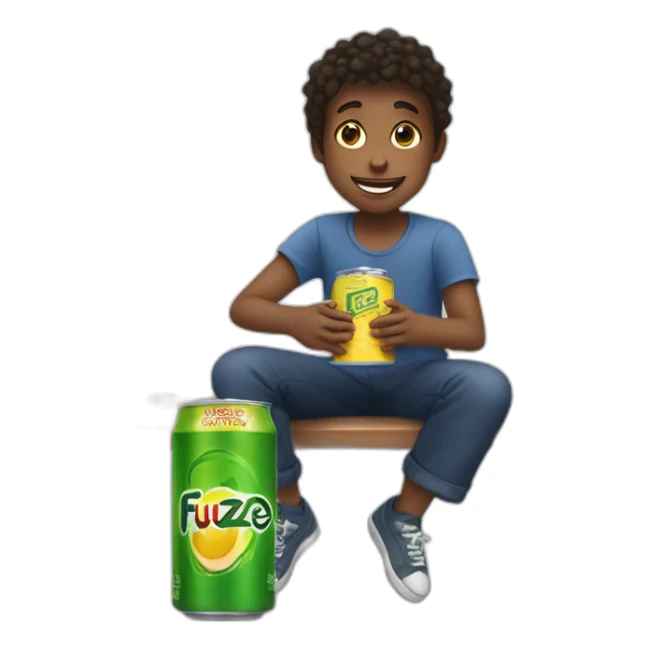 KID HOLDIN A CAN OF FUZE TEA WHILE SITTING ON A SWING sticker