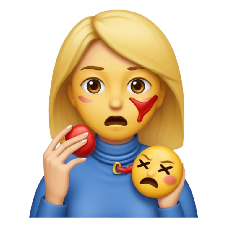 Women emoji choking herself with x’s for eyes sticker