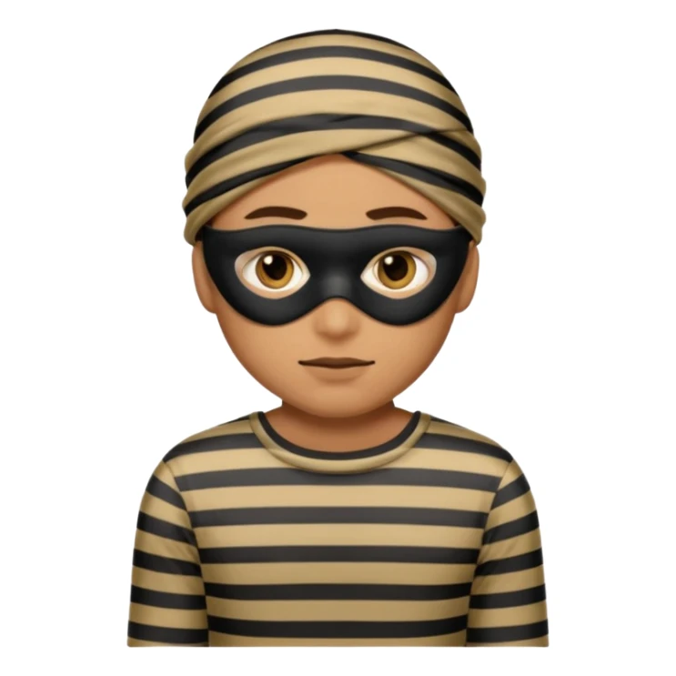 A theif robber emoji,Stripped shirt,eye mask. sticker