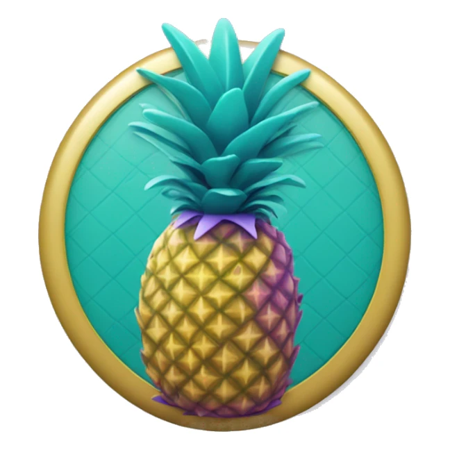 teal pineapple on top of a purple seal sticker