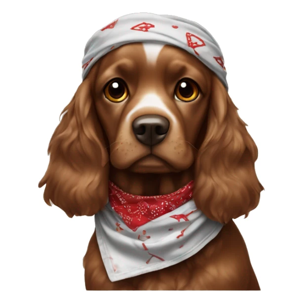 Cocker noir avec le museau brun et un collier bandana rouge  sticker