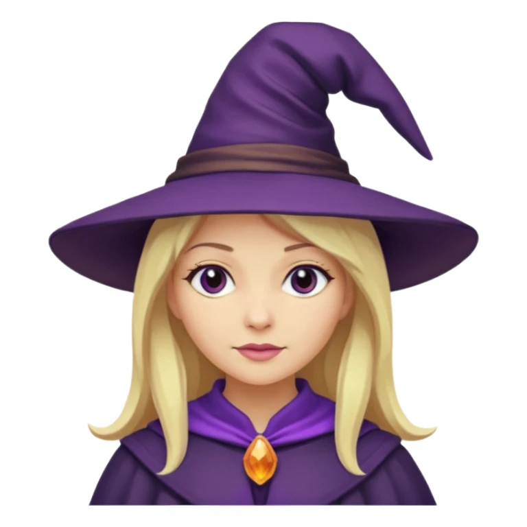 witch in purple hat with blond haircute sticker