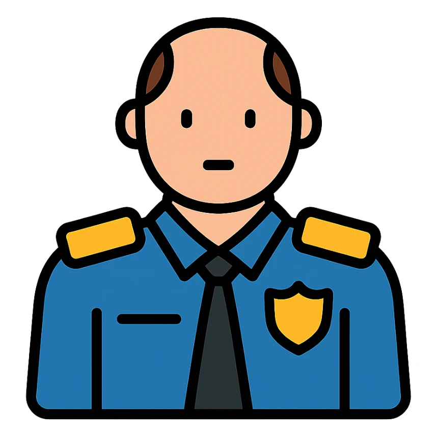 security guard with little hair and reinforced uniform sticker