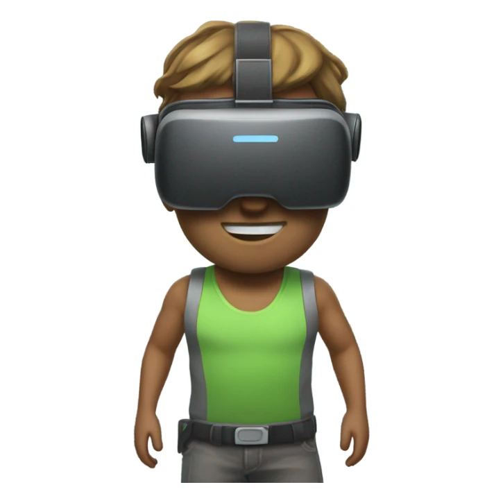 vr goggles with a full face and body as a game character sticker