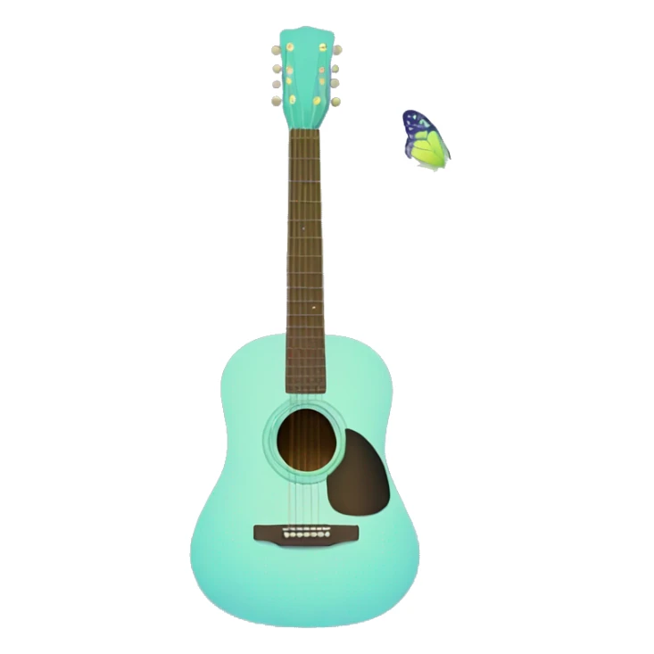 Light blue acoustic guitar with purple and green butterflies  sticker