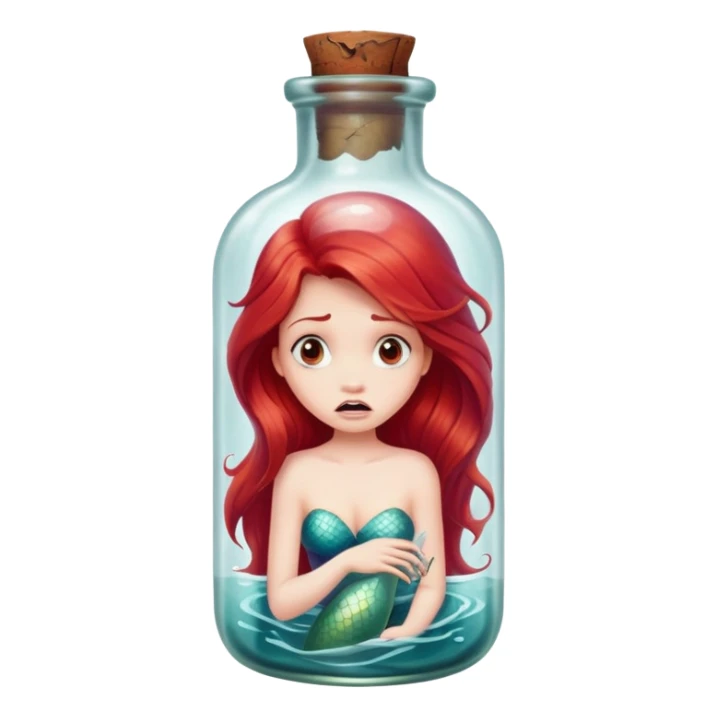 little mermaid in bottle, trapped in fear sticker