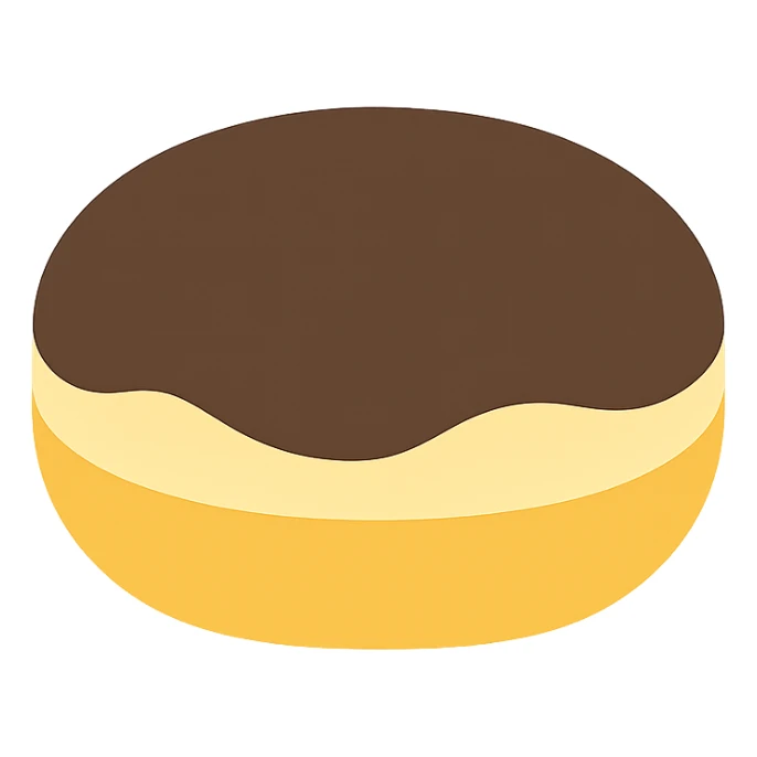 Boston cream donut with custard filling and chocolate glaze on top sticker