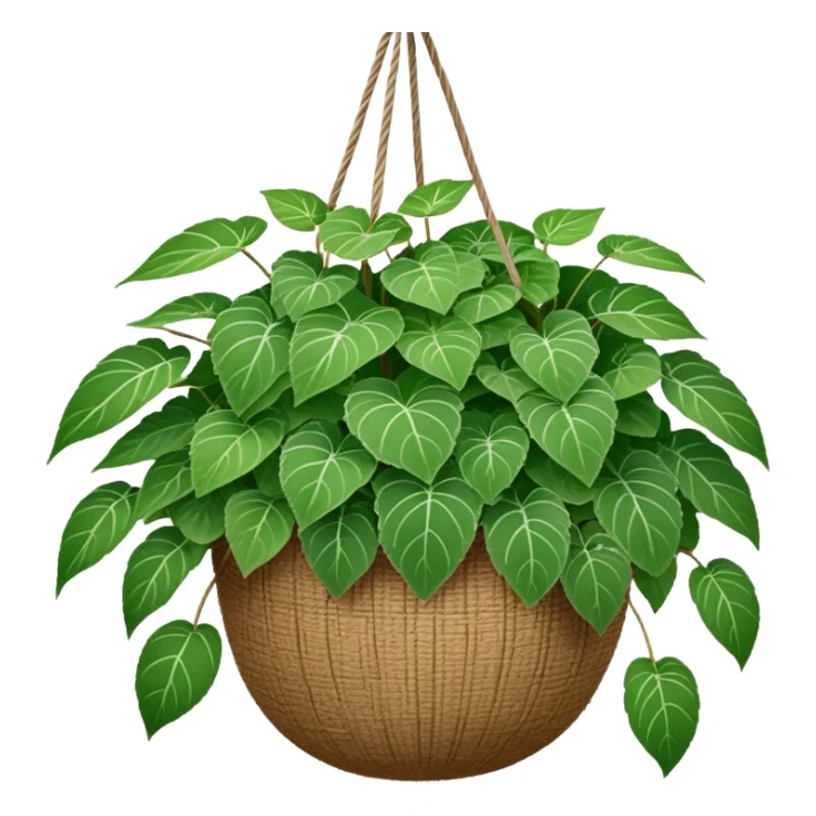 Plectranthus Verticillatus plant with very round circular green leaves in a coconut fiber hanging basket sticker