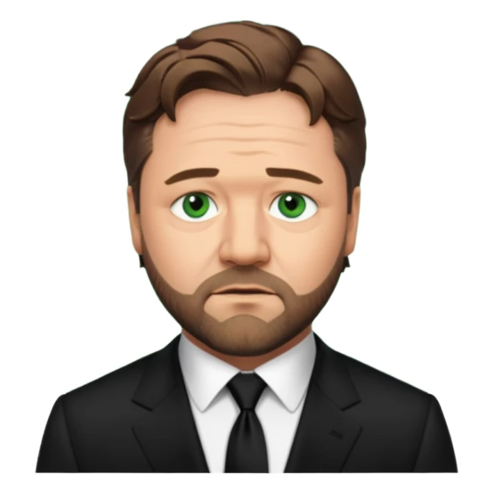Russell Crowe with green eyes, black suit sticker