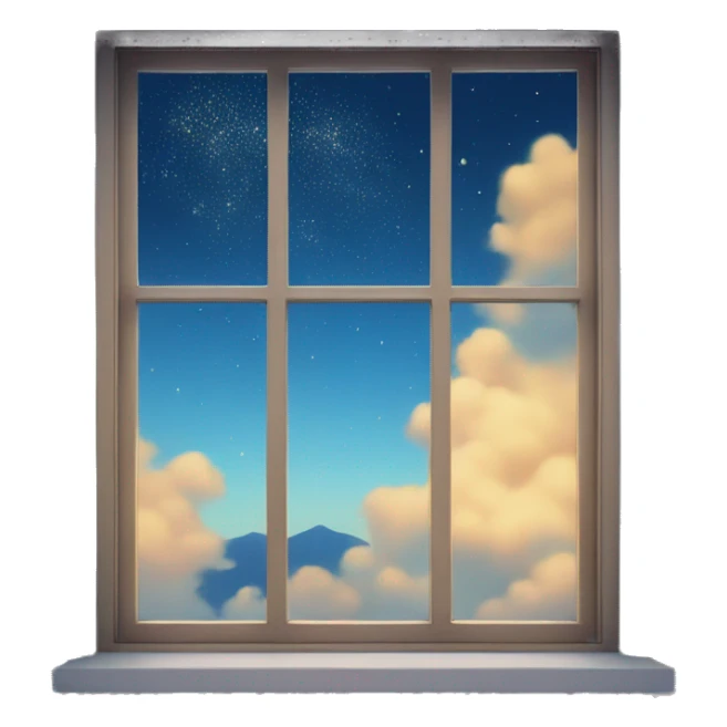 Big window with blue sky and falling stars sticker