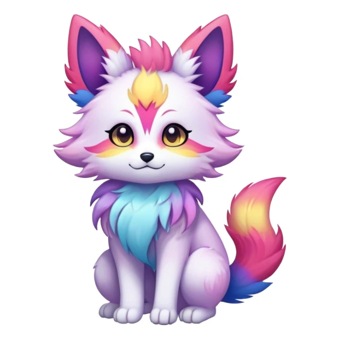 Kawaii colorful ethereal anthro fursona Fakemon sticker