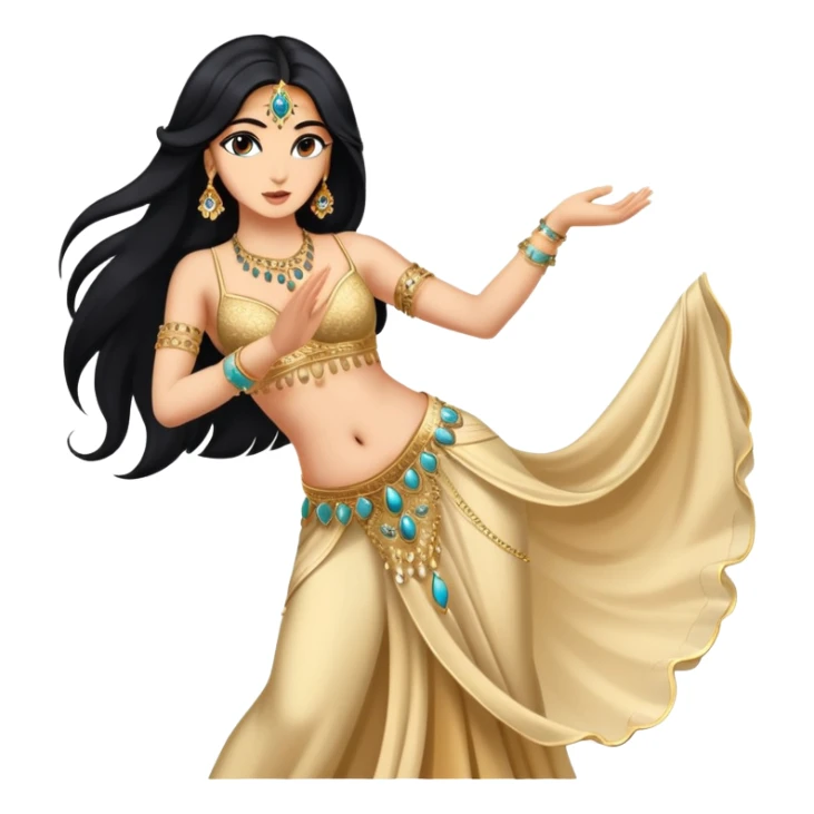 Belly dancer with black long hair sticker