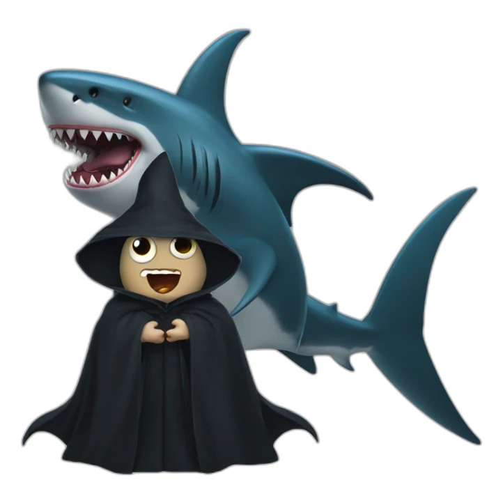 The evil shark is a sorcerer in a black robe sticker
